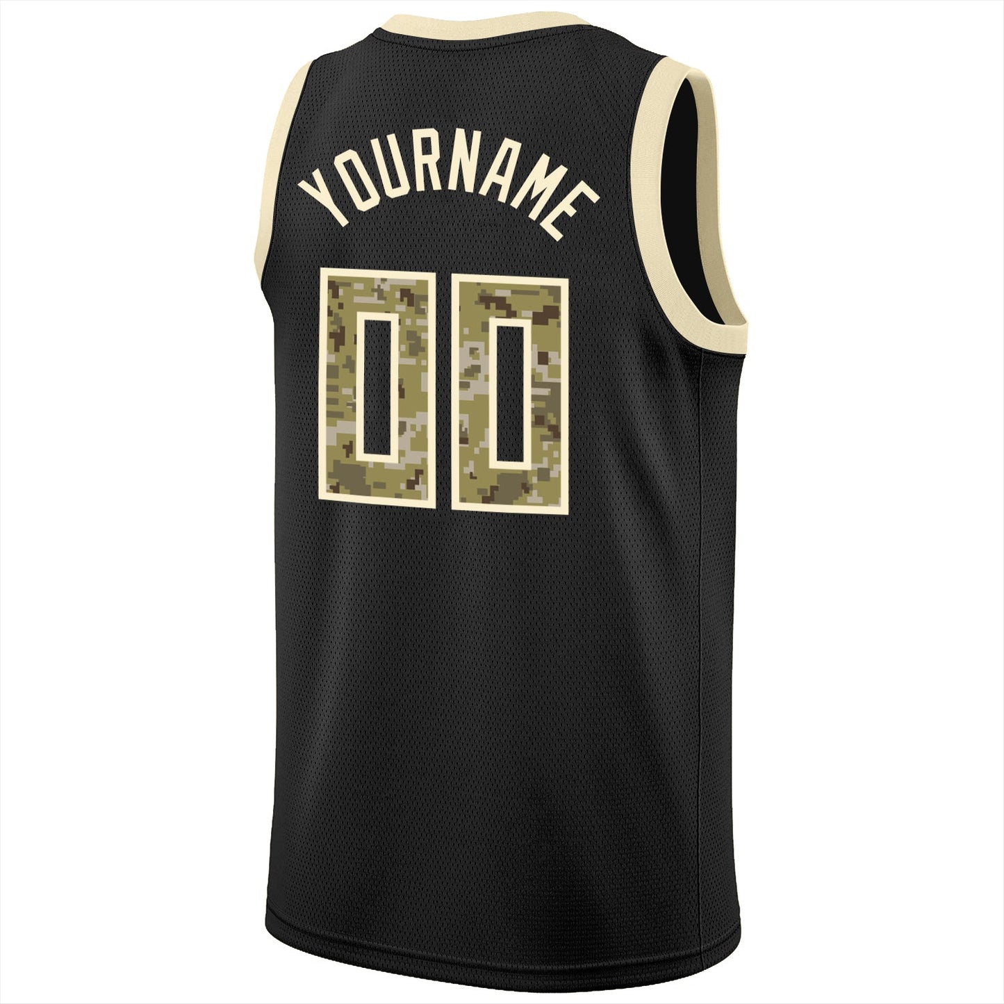 Custom Black Camo-Cream Round Neck Rib-Knit Basketball Jersey - Sky-Custom
