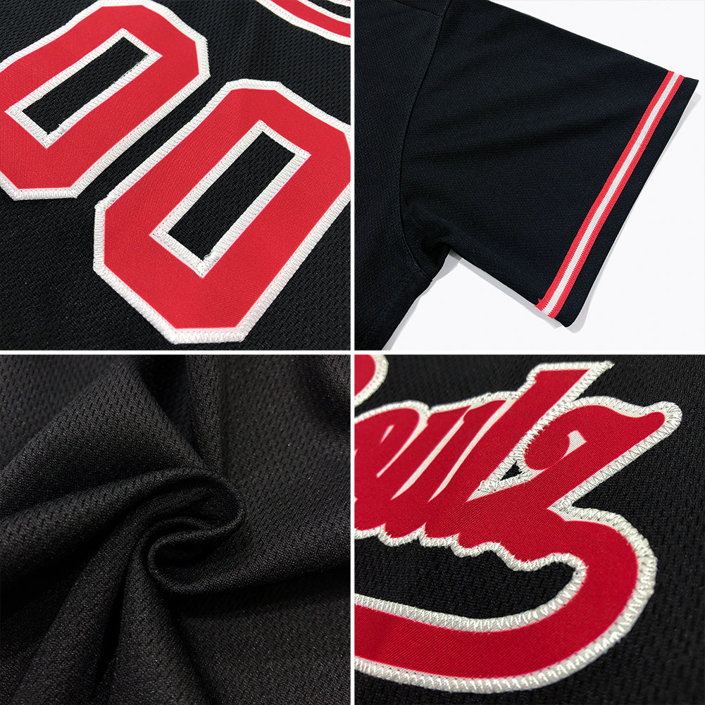 Custom Black Red-White Authentic American Flag Fashion Baseball Jersey - Sky-Custom