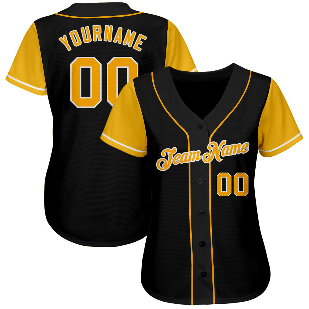 Custom Black Gold-White Authentic Two Tone Baseball Jersey - Sky-Custom