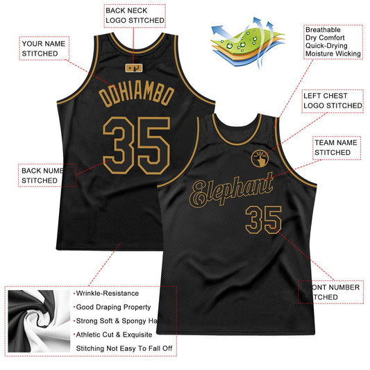 Custom Black Black-Old Gold Authentic Throwback Basketball Jersey - Sky-Custom