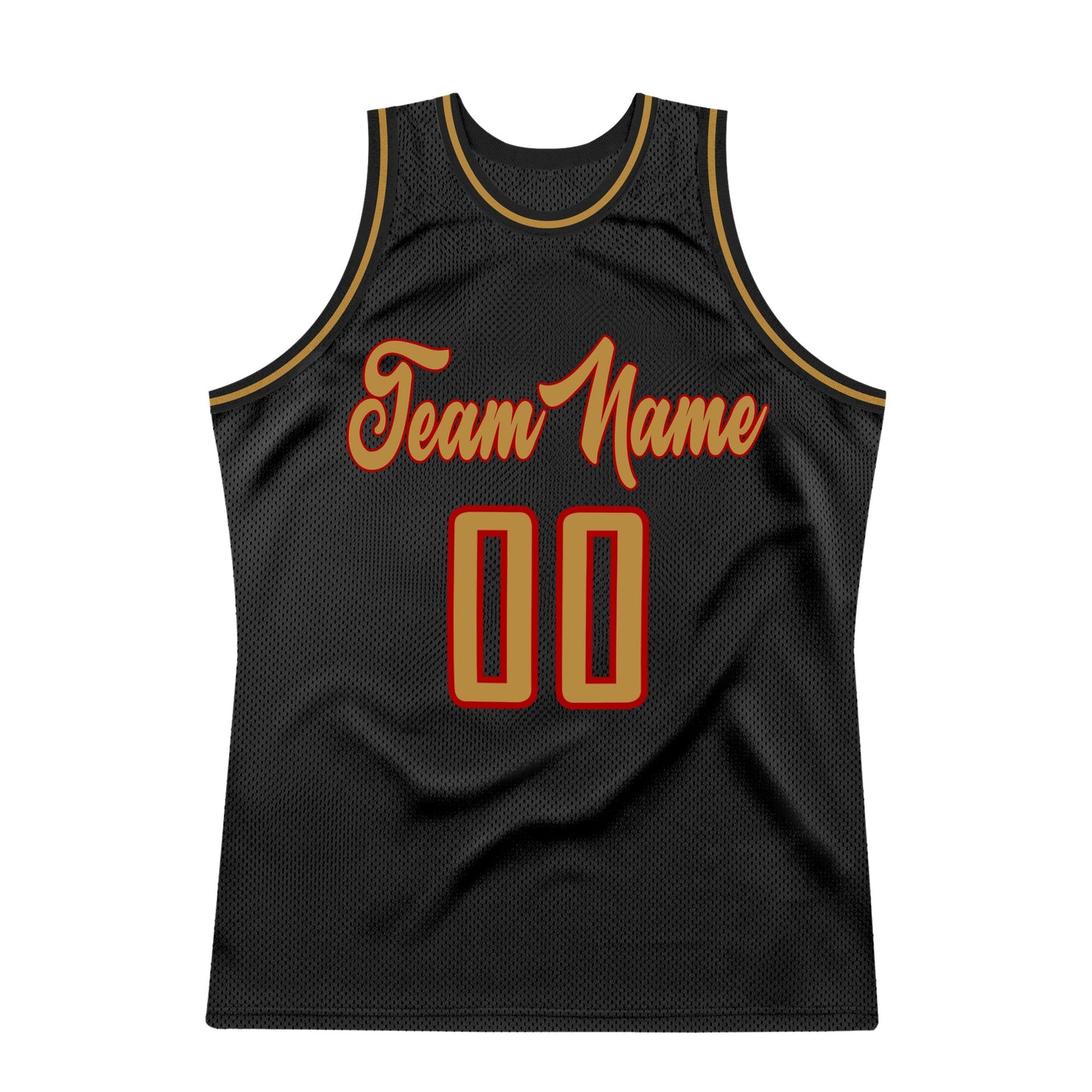 Custom Black Old Gold-Red Authentic Throwback Basketball Jersey - Sky-Custom