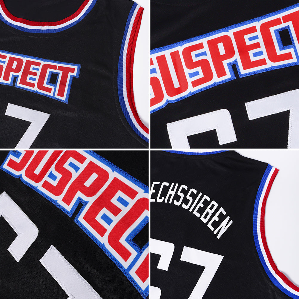Custom Black White-Red Authentic Throwback Basketball Jersey - Sky-Custom