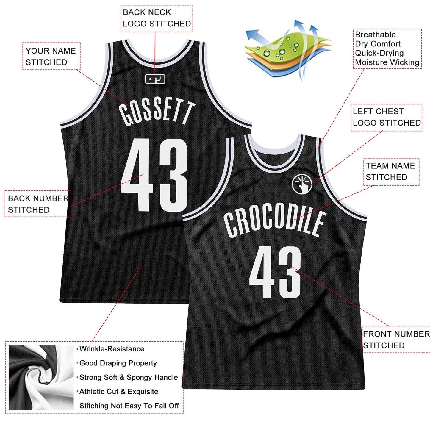 Custom Black White Authentic Throwback Basketball Jersey - Sky-Custom