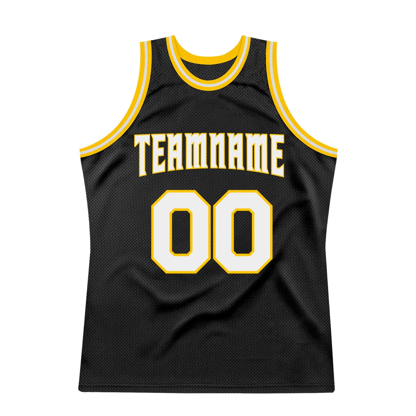 Custom Black White-Gold Authentic Throwback Basketball Jersey - Sky-Custom