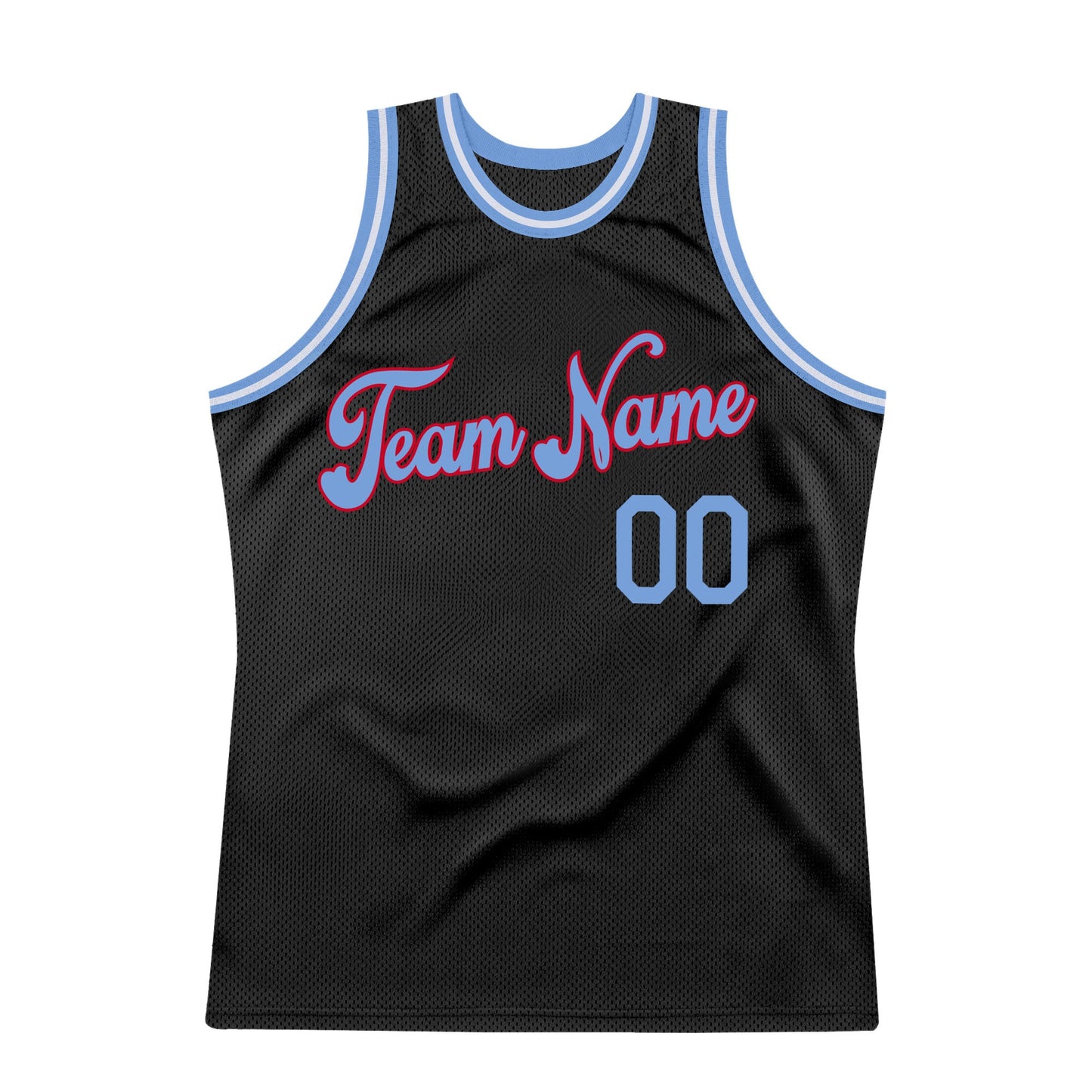 Custom Black Light Blue-Red Authentic Throwback Basketball Jersey - Sky-Custom