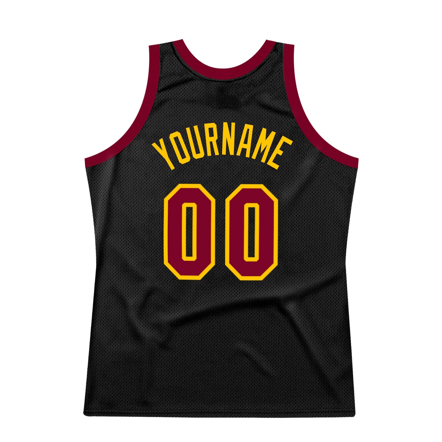 Custom Black Maroon-Gold Authentic Throwback Basketball Jersey - Sky-Custom