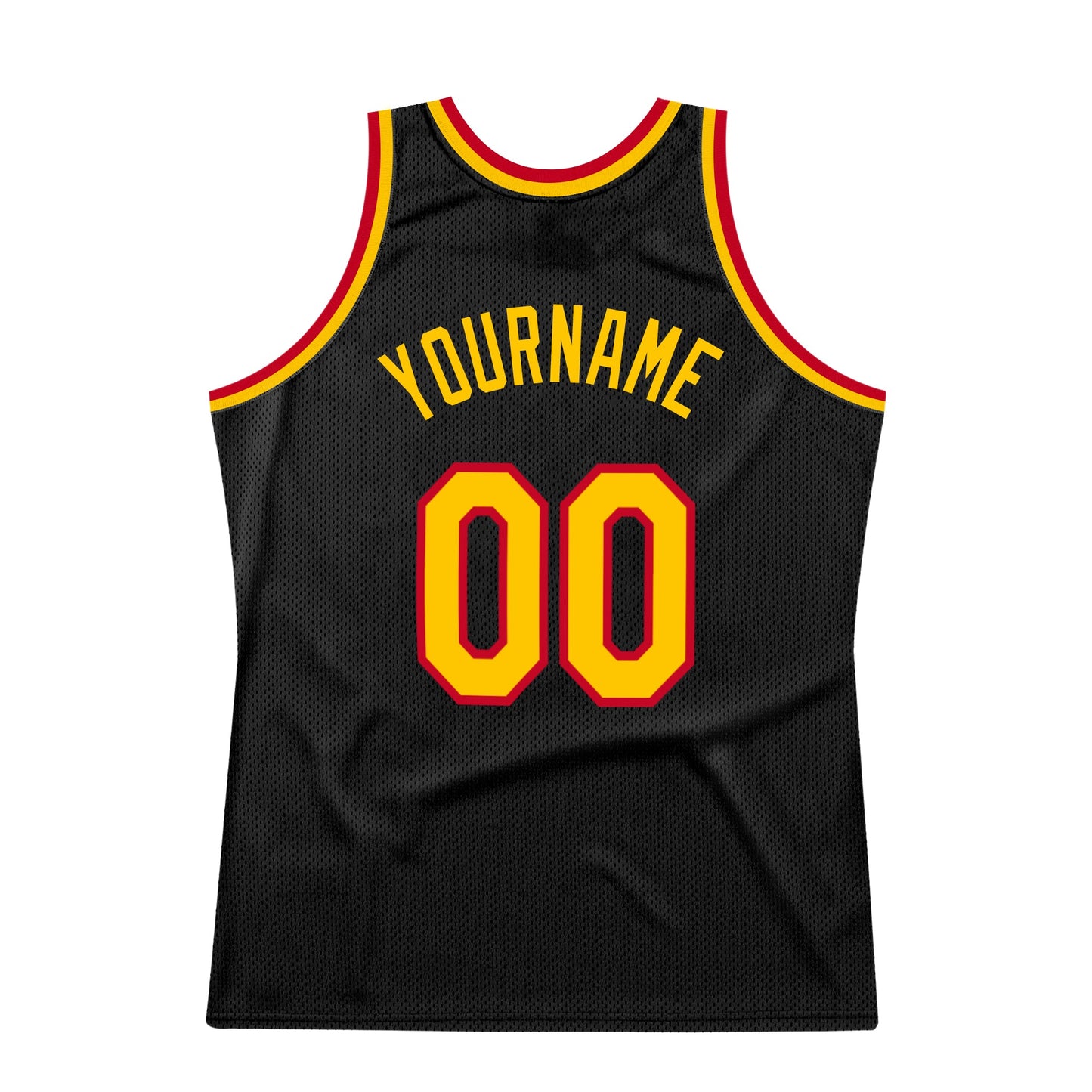 Custom Black Gold-Red Authentic Throwback Basketball Jersey - Sky-Custom