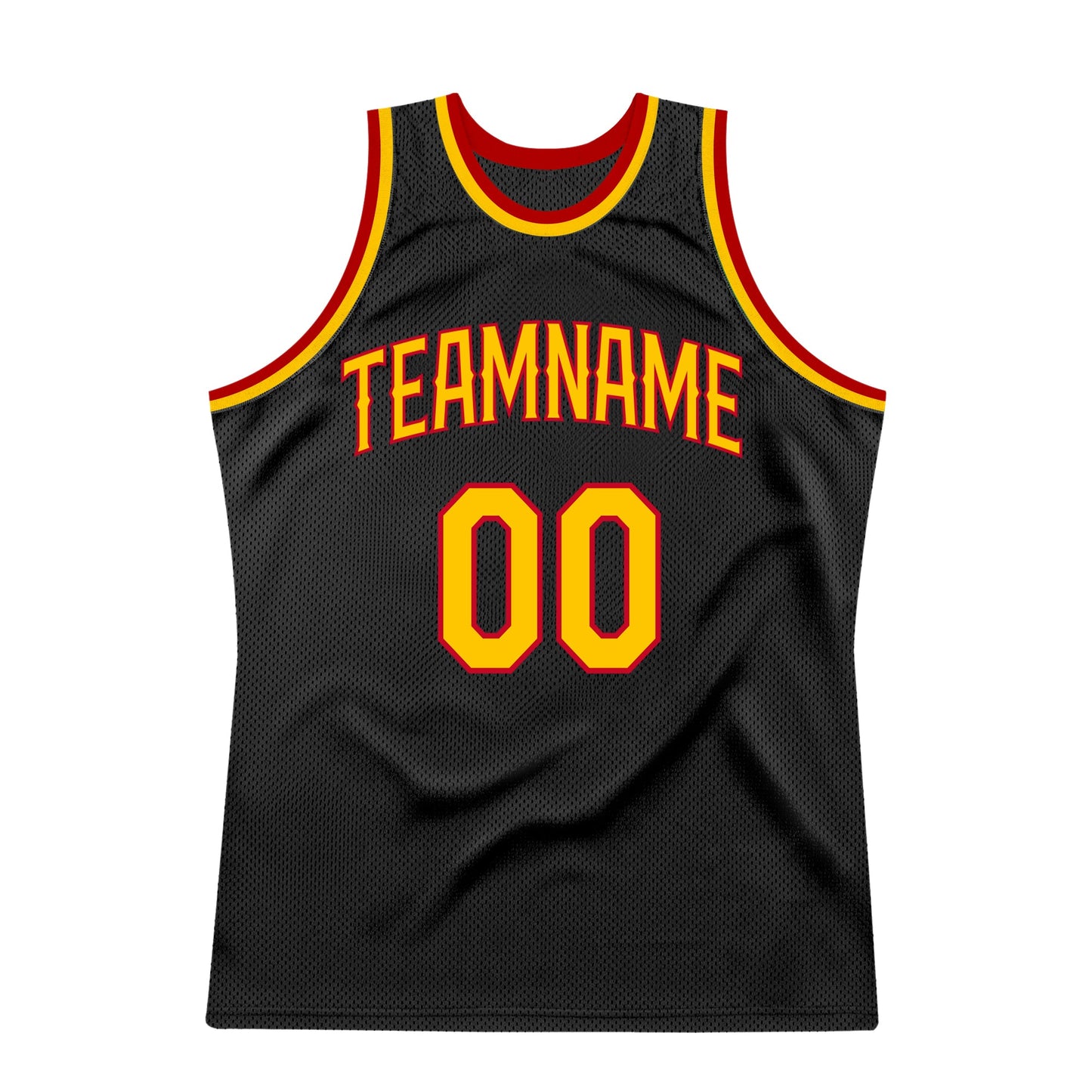Custom Black Gold-Red Authentic Throwback Basketball Jersey - Sky-Custom