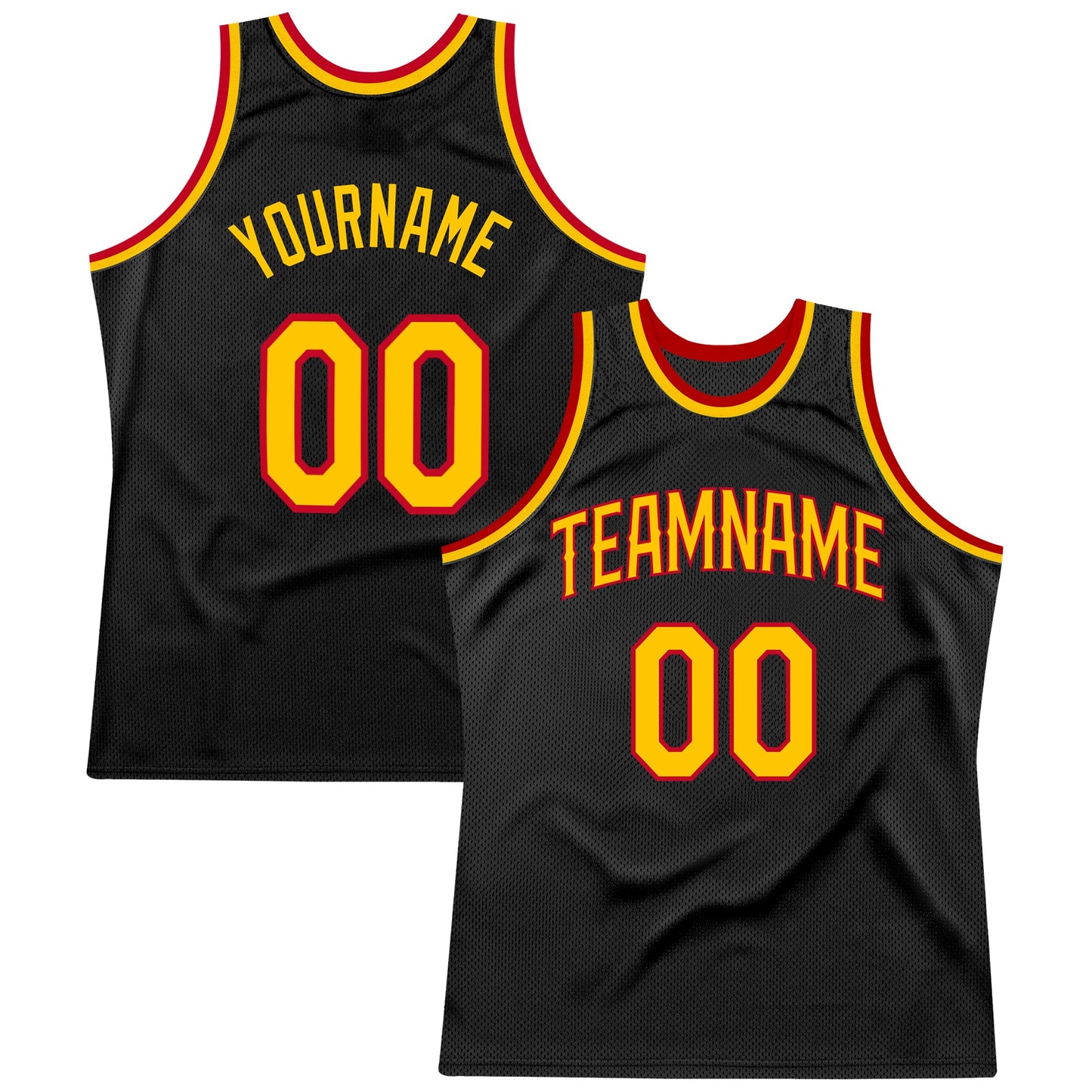 Custom Black Gold-Red Authentic Throwback Basketball Jersey - Sky-Custom