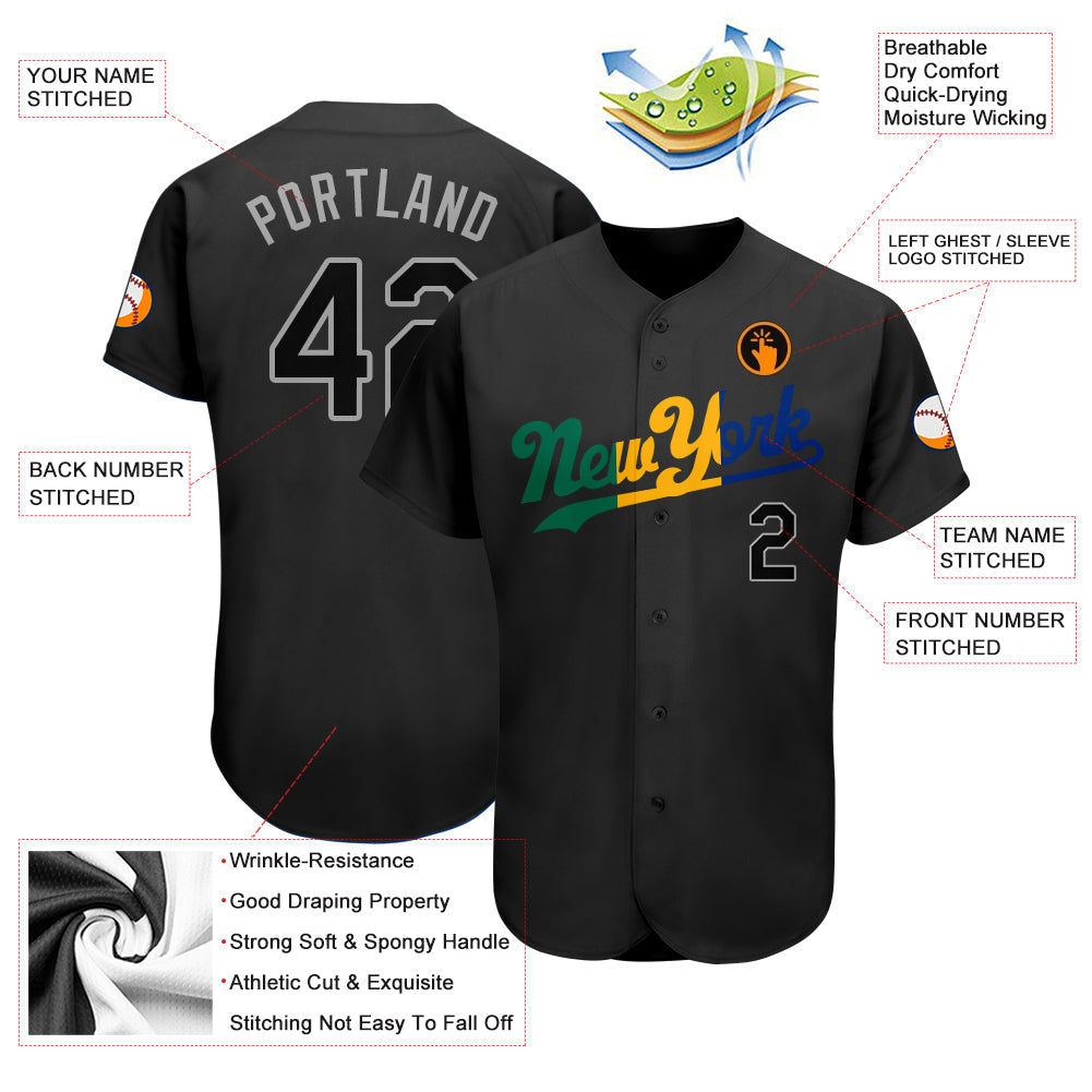 Custom Black Black-Royal Authentic Split Fashion Baseball Jersey - Sky-Custom