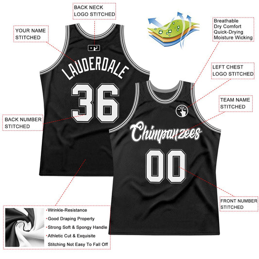 Custom Black White-Gray Authentic Throwback Basketball Jersey - Sky-Custom