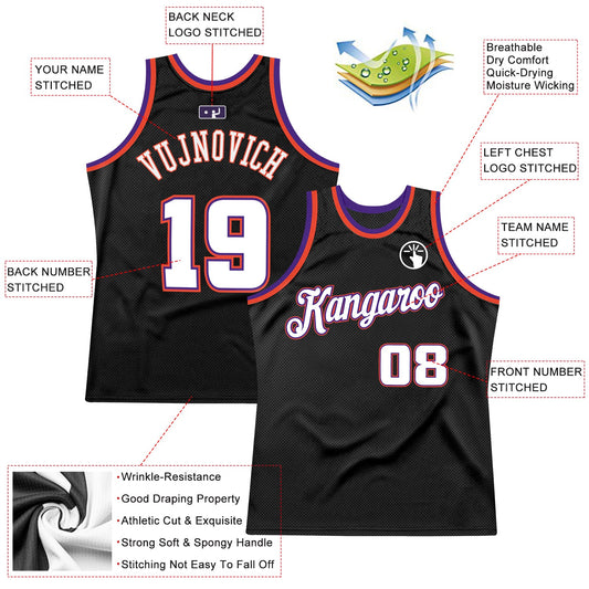 Custom Black White-Purple Authentic Throwback Basketball Jersey - Sky-Custom