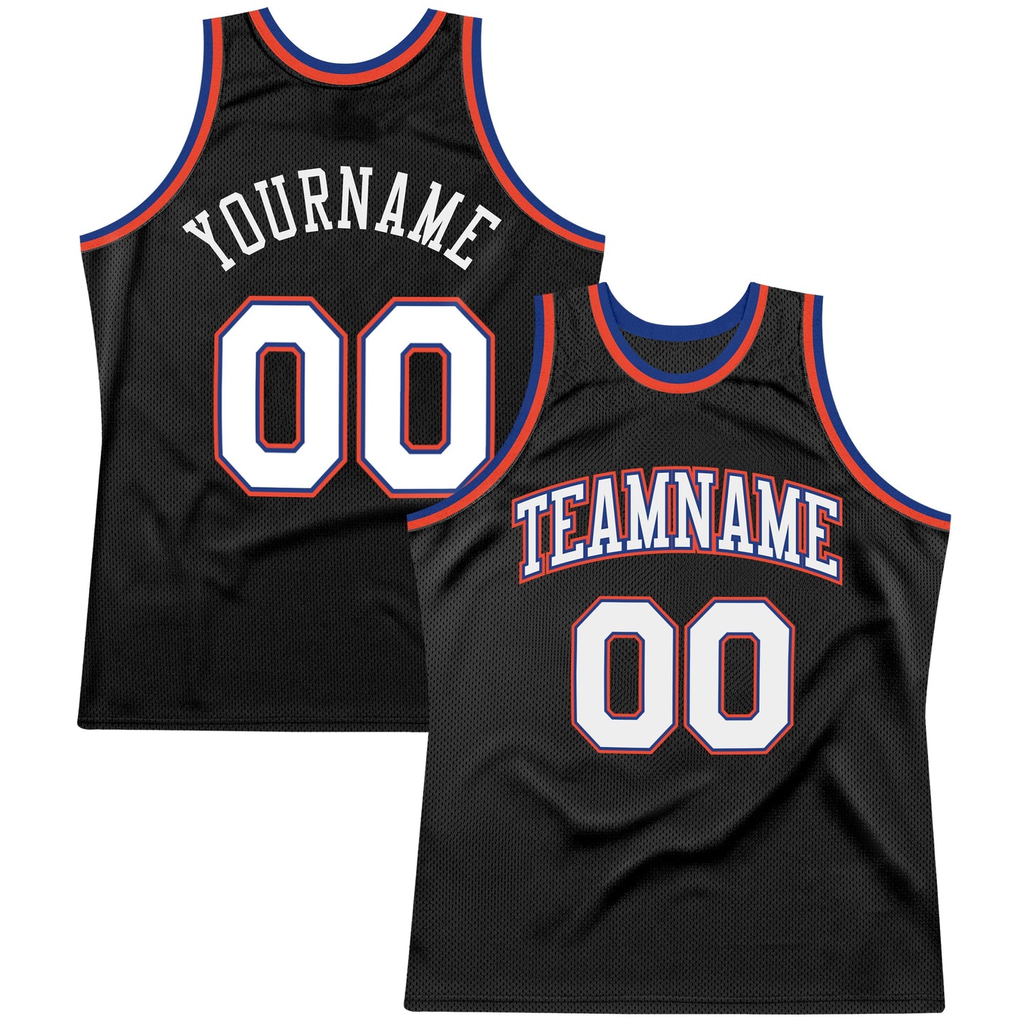 Custom Black White-Orange Authentic Throwback Basketball Jersey - Sky-Custom