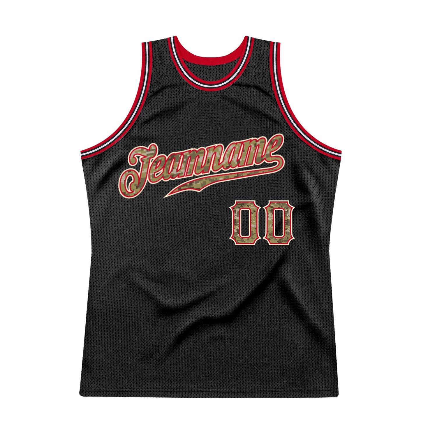 Custom Black Camo-Red Authentic Throwback Basketball Jersey - Sky-Custom