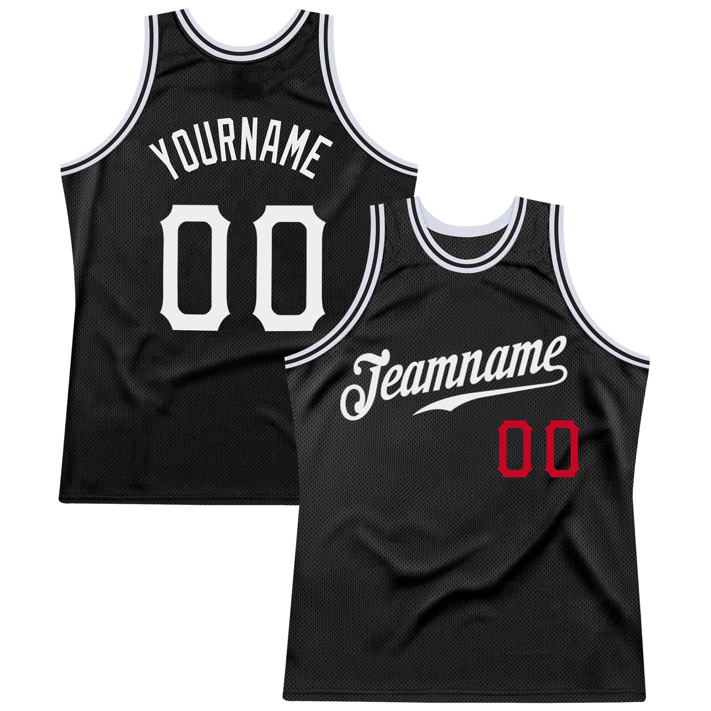Custom Black White-Red Authentic Throwback Basketball Jersey - Sky-Custom