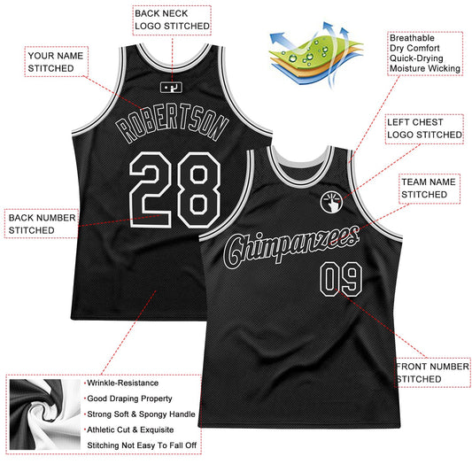 Custom Black Black-Gray Authentic Throwback Basketball Jersey - Sky-Custom