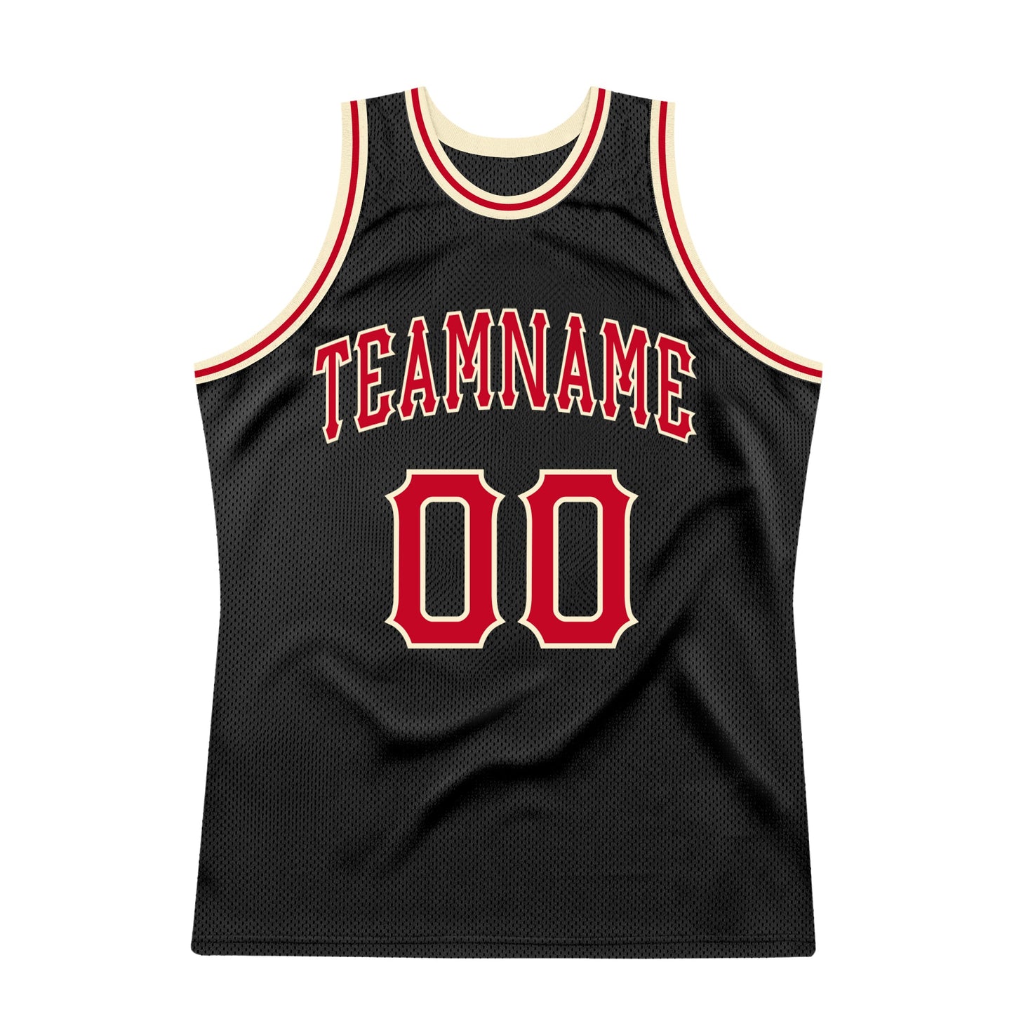 Custom Black Red-Cream Authentic Throwback Basketball Jersey - Sky-Custom