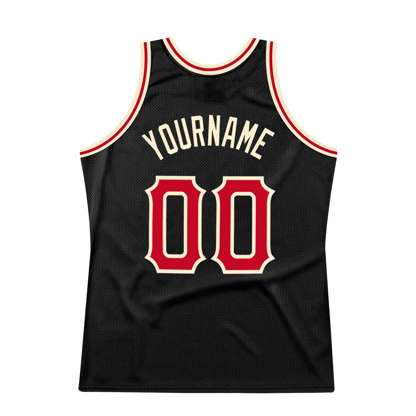 Custom Black Red-Cream Authentic Throwback Basketball Jersey - Sky-Custom
