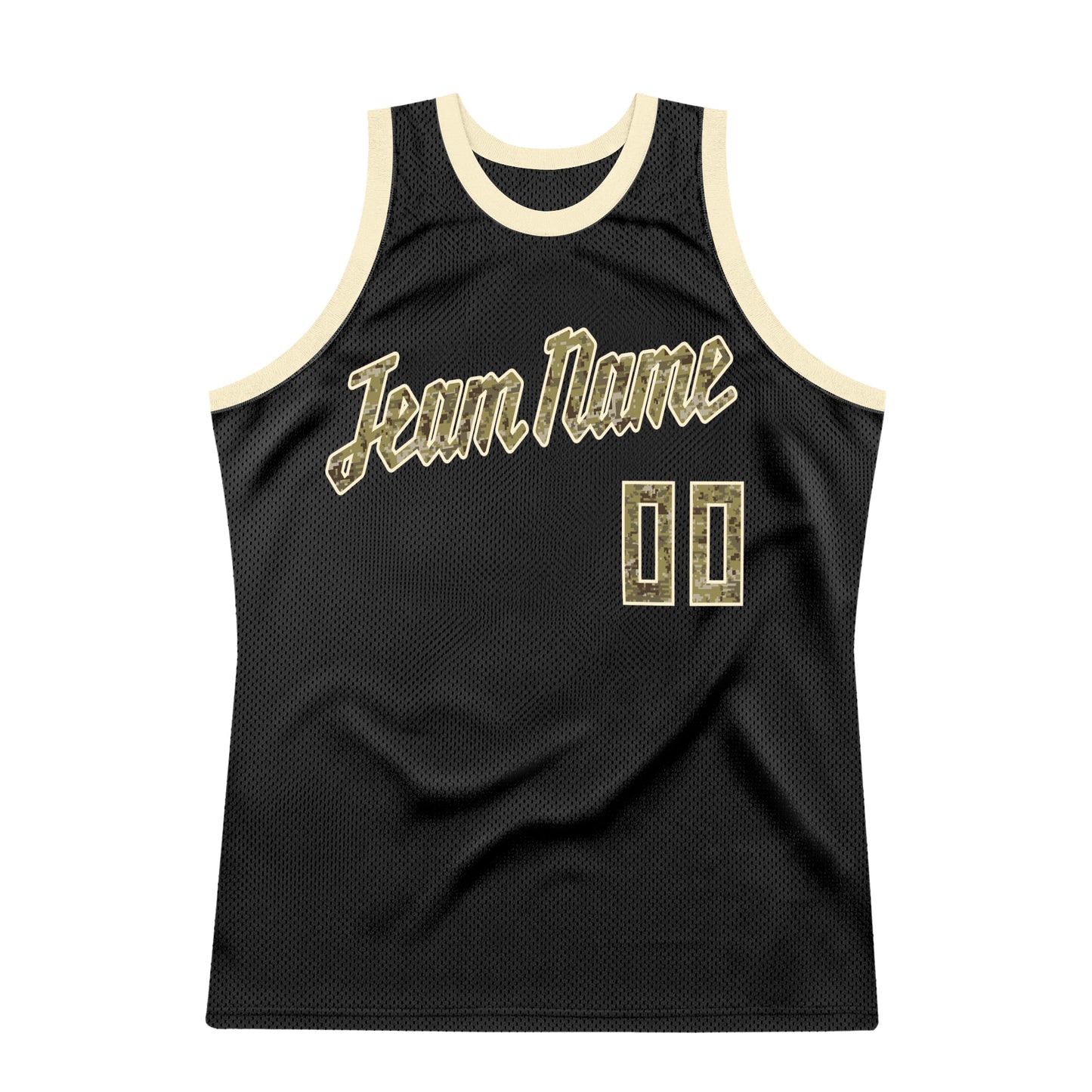 Custom Black Camo-Cream Authentic Throwback Basketball Jersey - Sky-Custom