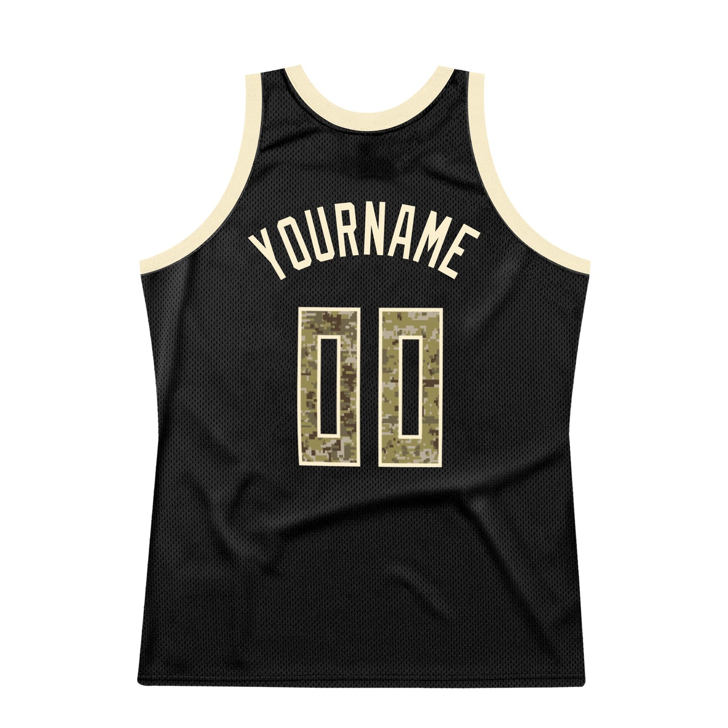 Custom Black Camo-Cream Authentic Throwback Basketball Jersey - Sky-Custom