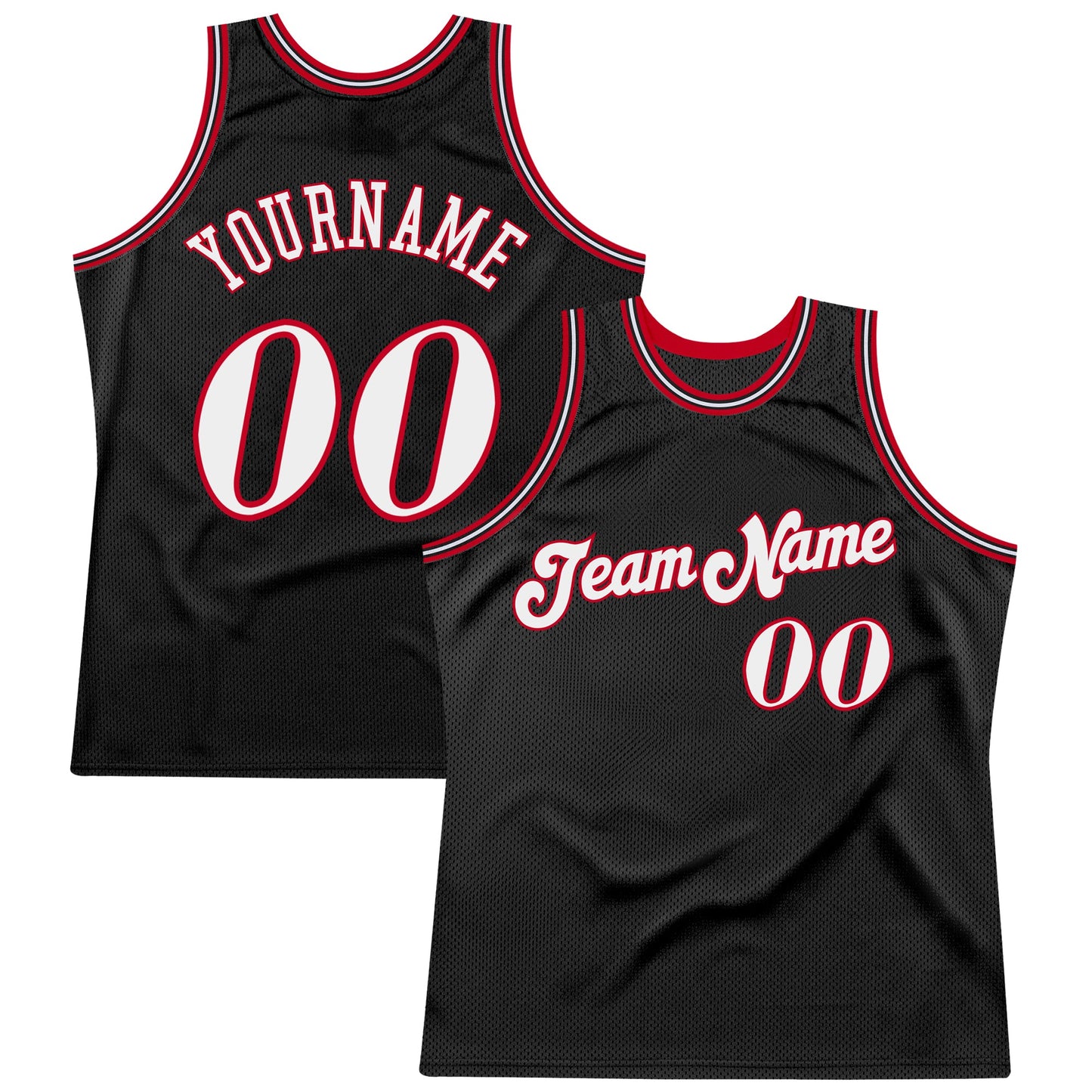 Custom Black White-Red Authentic Throwback Basketball Jersey - Sky-Custom
