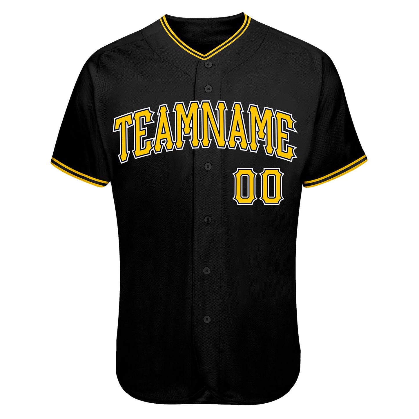 Custom Black Gold-White Authentic Skull Fashion Baseball Jersey - Sky-Custom