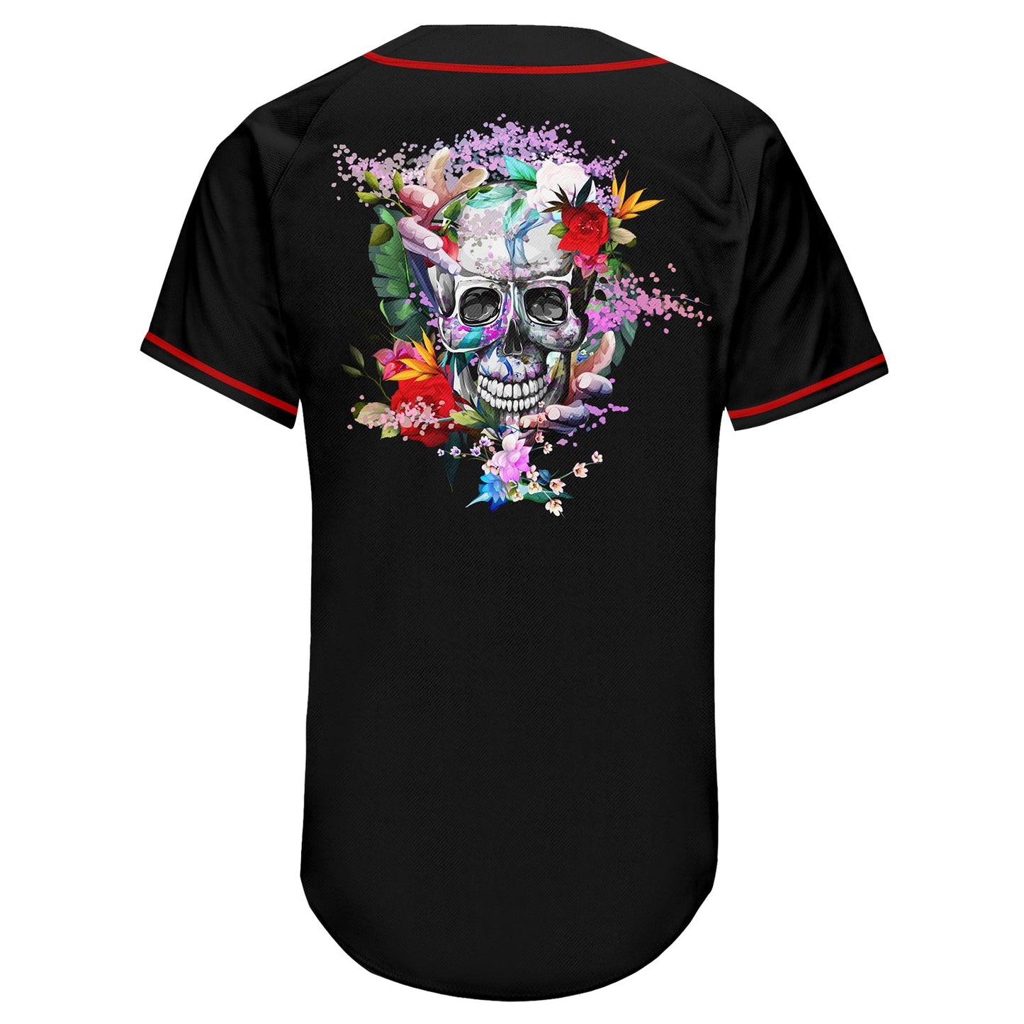 Custom Black White-Red Authentic Skull Fashion Baseball Jersey - Sky-Custom