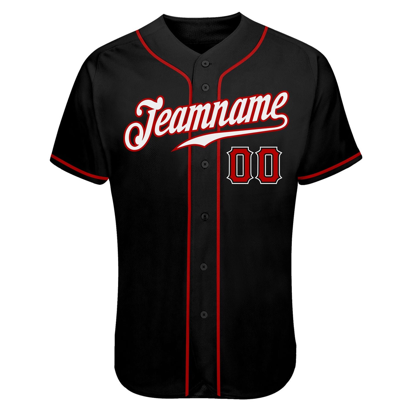 Custom Black White-Red Authentic Skull Fashion Baseball Jersey - Sky-Custom
