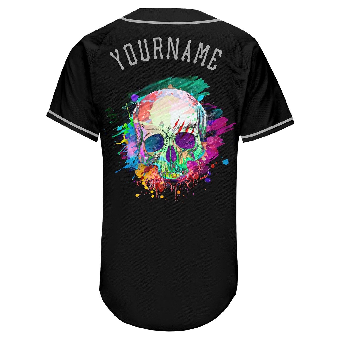 Custom Black Black-Gray Authentic Skull Fashion Baseball Jersey - Sky-Custom