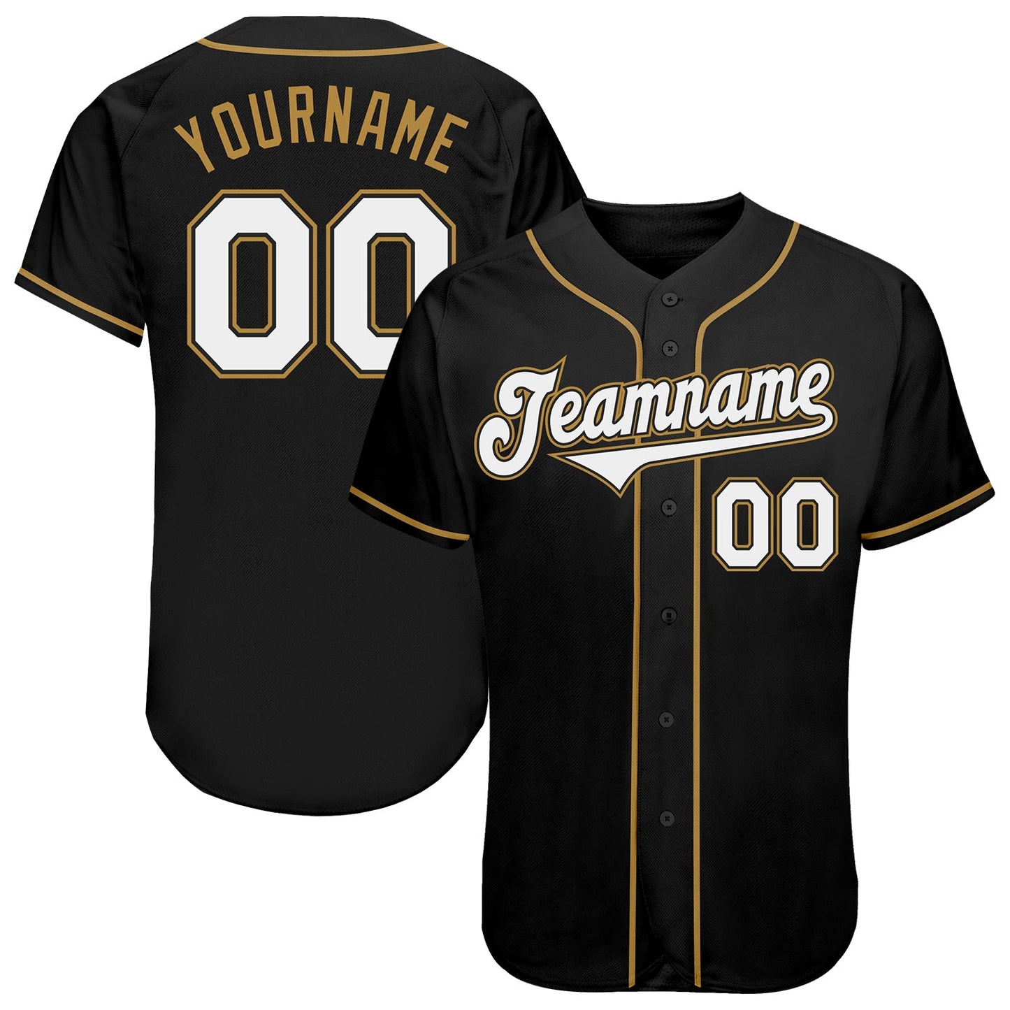 Custom Black White-Old Gold Authentic Baseball Jersey - Sky-Custom
