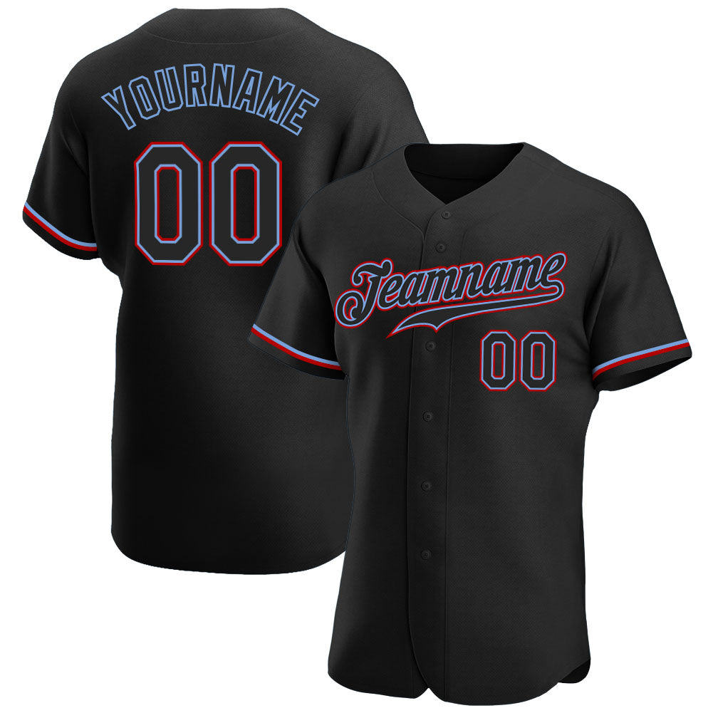 Custom Black Black-Red Authentic Baseball Jersey - Sky-Custom