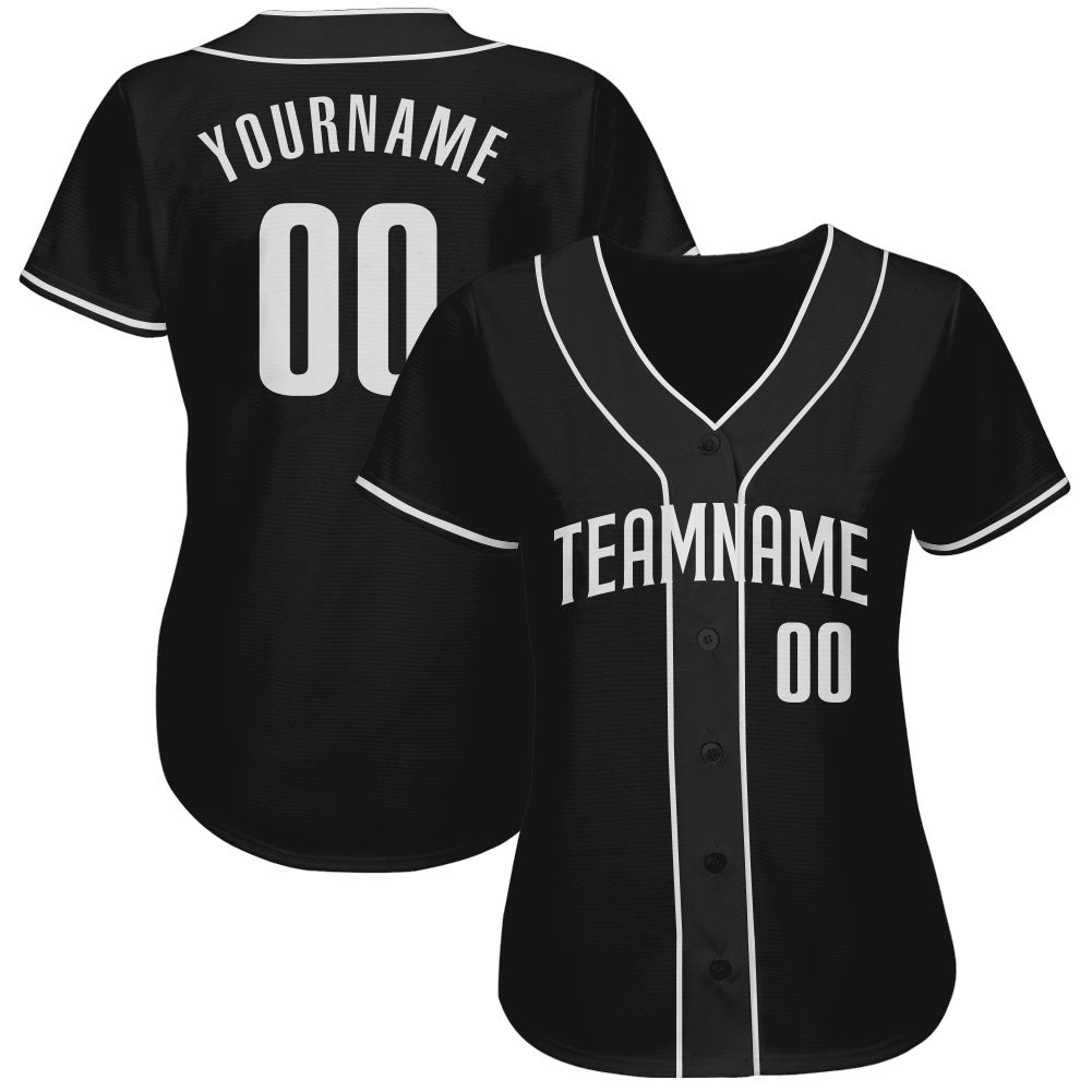 Custom Black White Authentic Baseball Jersey - Sky-Custom