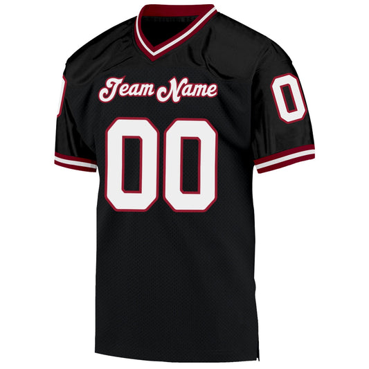 Custom Black White-Cardinal Mesh Authentic Throwback Football Jersey - Sky-Custom