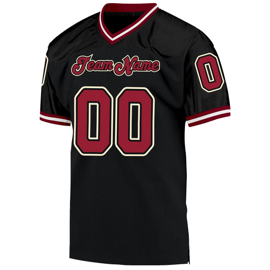 Custom Black Cardinal-Cream Mesh Authentic Throwback Football Jersey - Sky-Custom