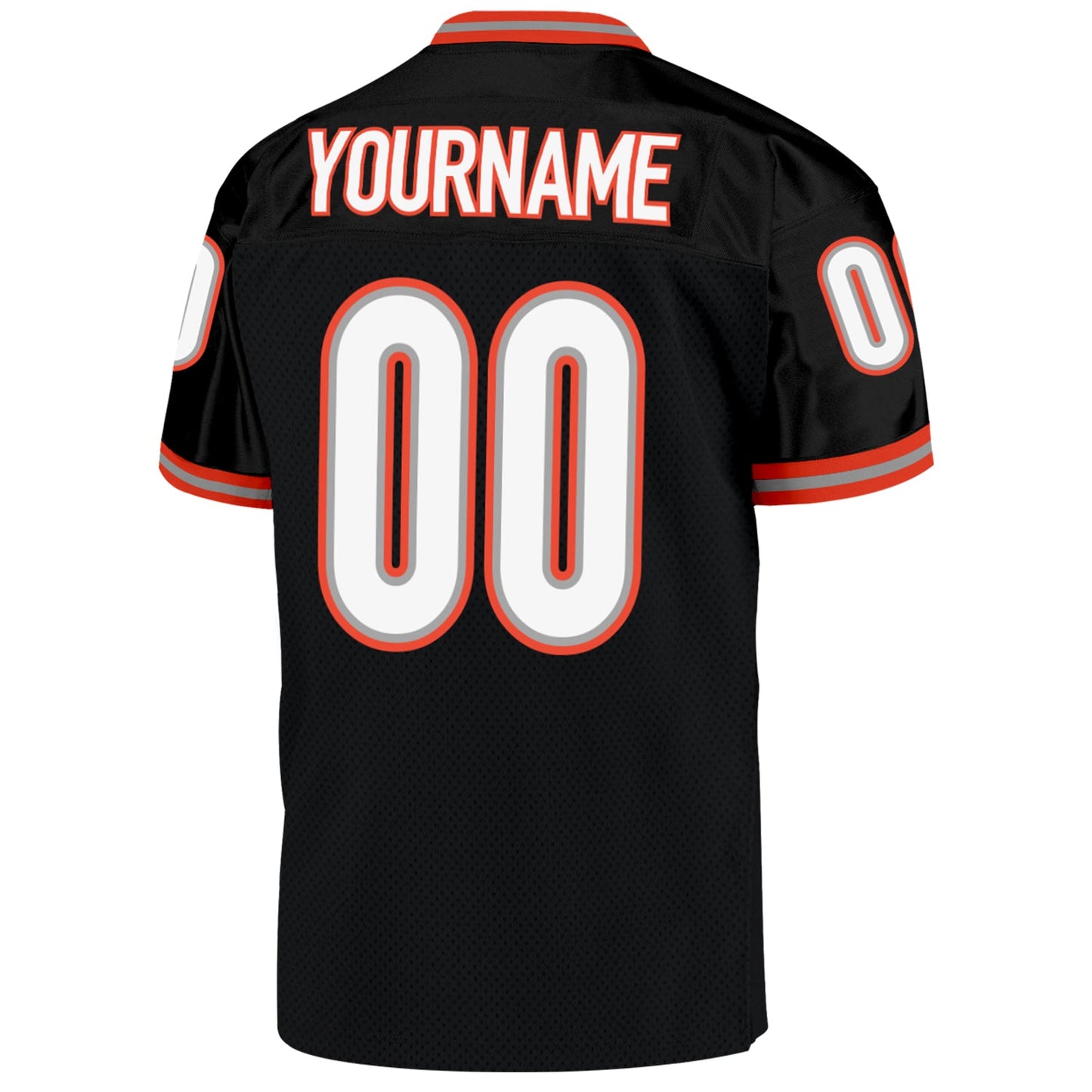 Custom Black White-Orange Mesh Authentic Throwback Football Jersey - Sky-Custom