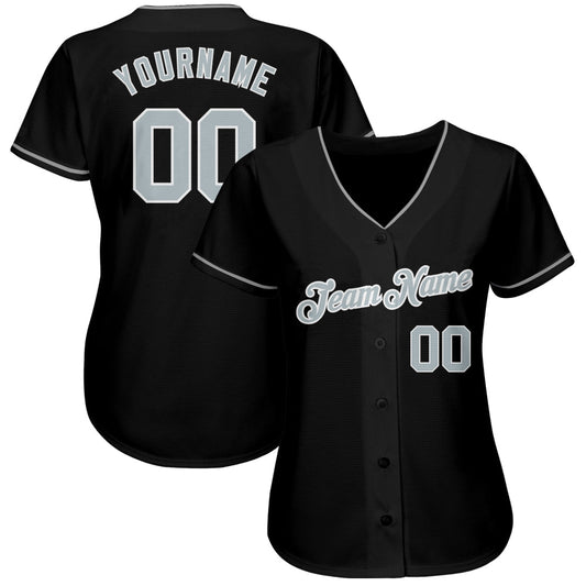 Custom Black Gray-White Authentic Baseball Jersey - Sky-Custom