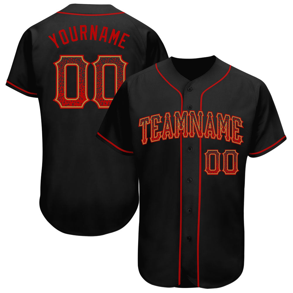 Custom Black Red-Old Gold Authentic Drift Fashion Baseball Jersey - Sky-Custom