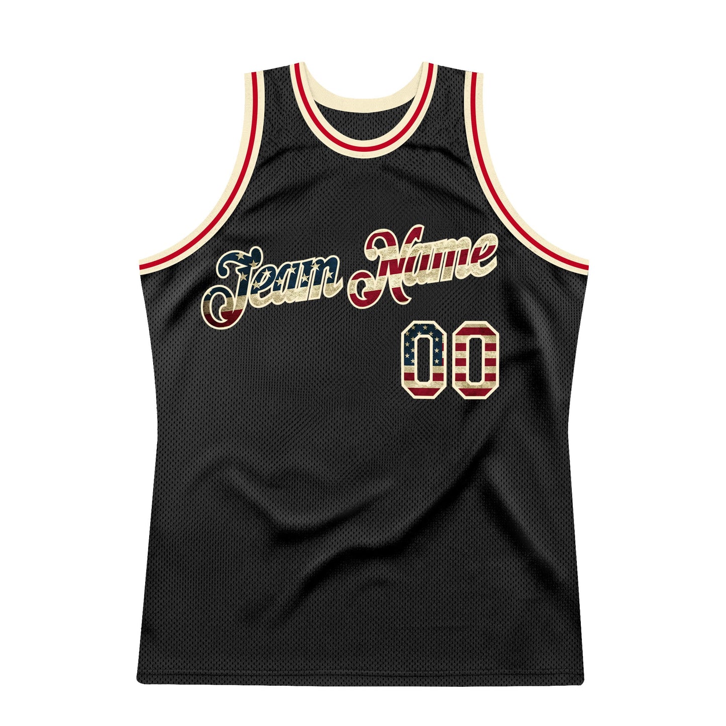 Custom Black Vintage USA Flag-Cream Authentic Throwback Basketball Jersey - Sky-Custom