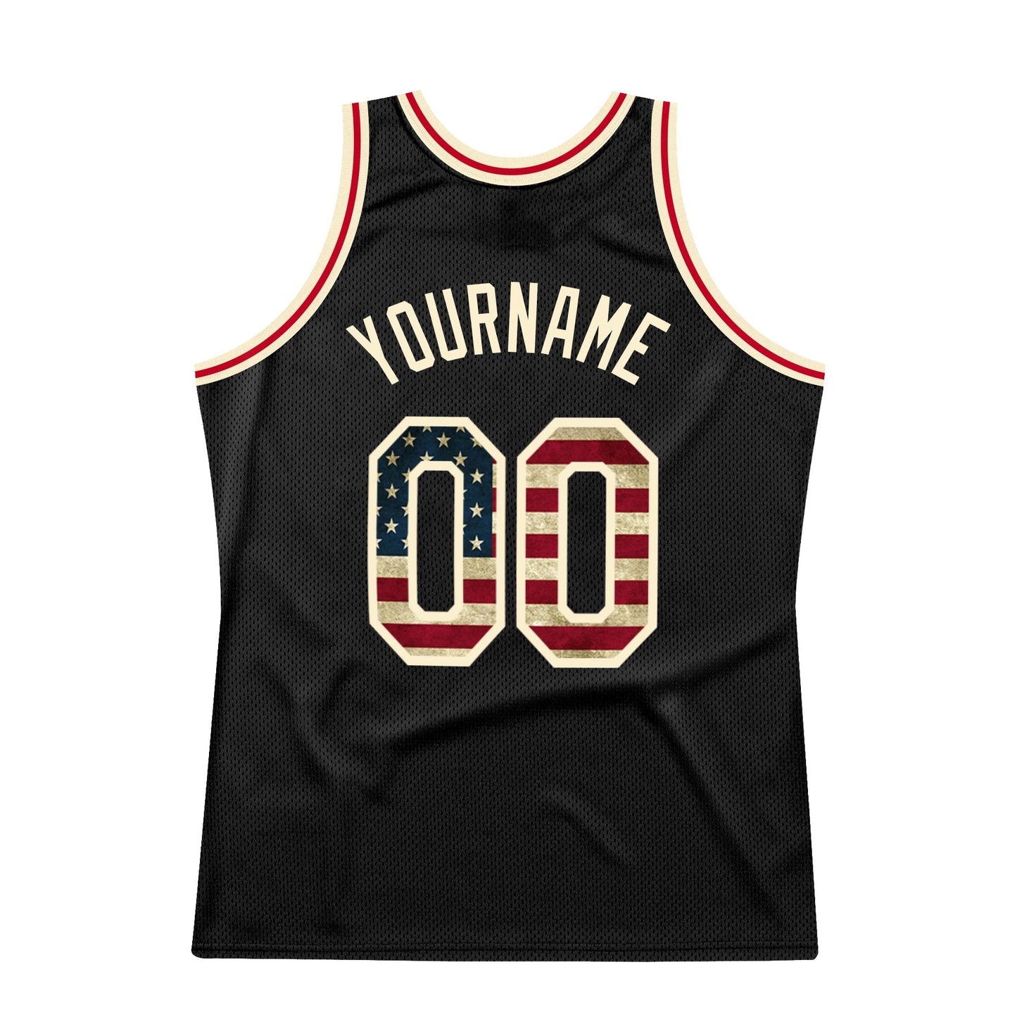 Custom Black Vintage USA Flag-Cream Authentic Throwback Basketball Jersey - Sky-Custom