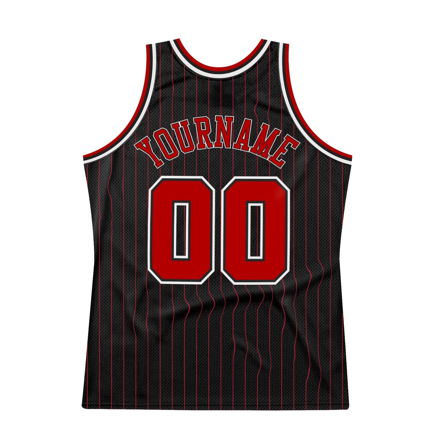 Custom Black Red Pinstripe Red-White Authentic Basketball Jersey - Sky-Custom