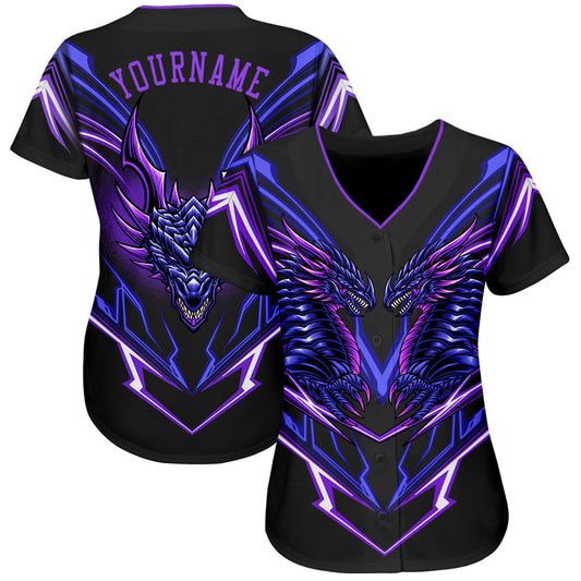 Custom Black Purple 3D Monster Authentic Baseball Jersey - Sky-Custom