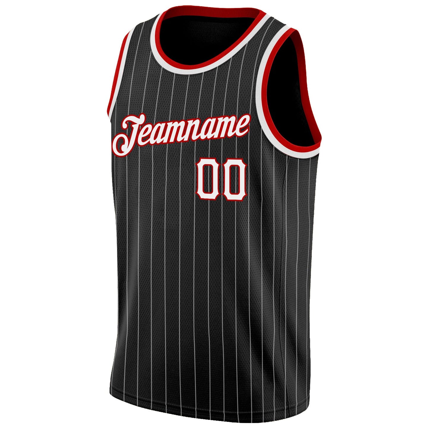 Custom Black White Pinstripe White-Red Authentic Basketball Jersey - Sky-Custom