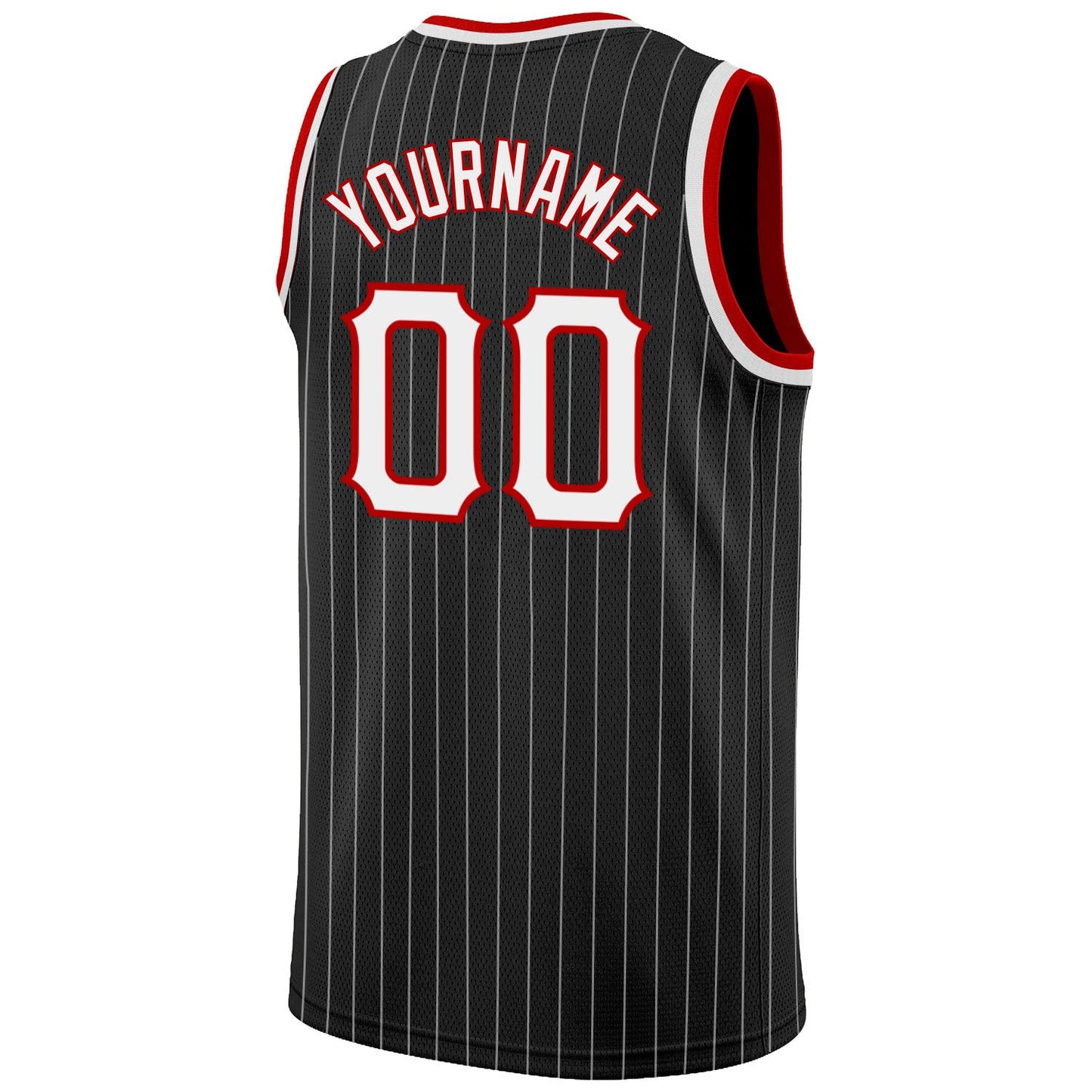 Custom Black White Pinstripe White-Red Authentic Basketball Jersey - Sky-Custom