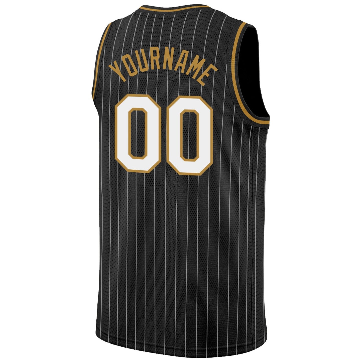 Custom Black White Pinstripe White-Old Gold Authentic Basketball Jersey - Sky-Custom