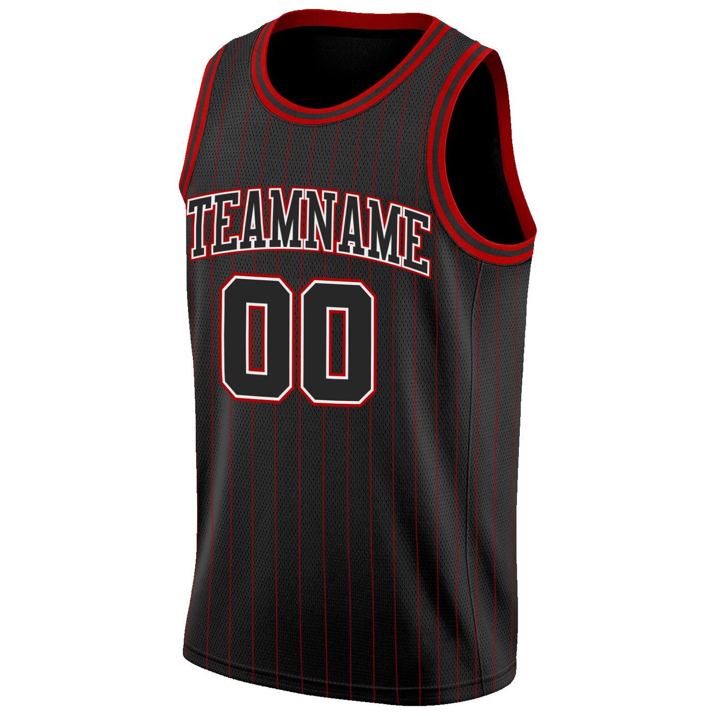 Custom Black Red Pinstripe Black-White Authentic Basketball Jersey - Sky-Custom