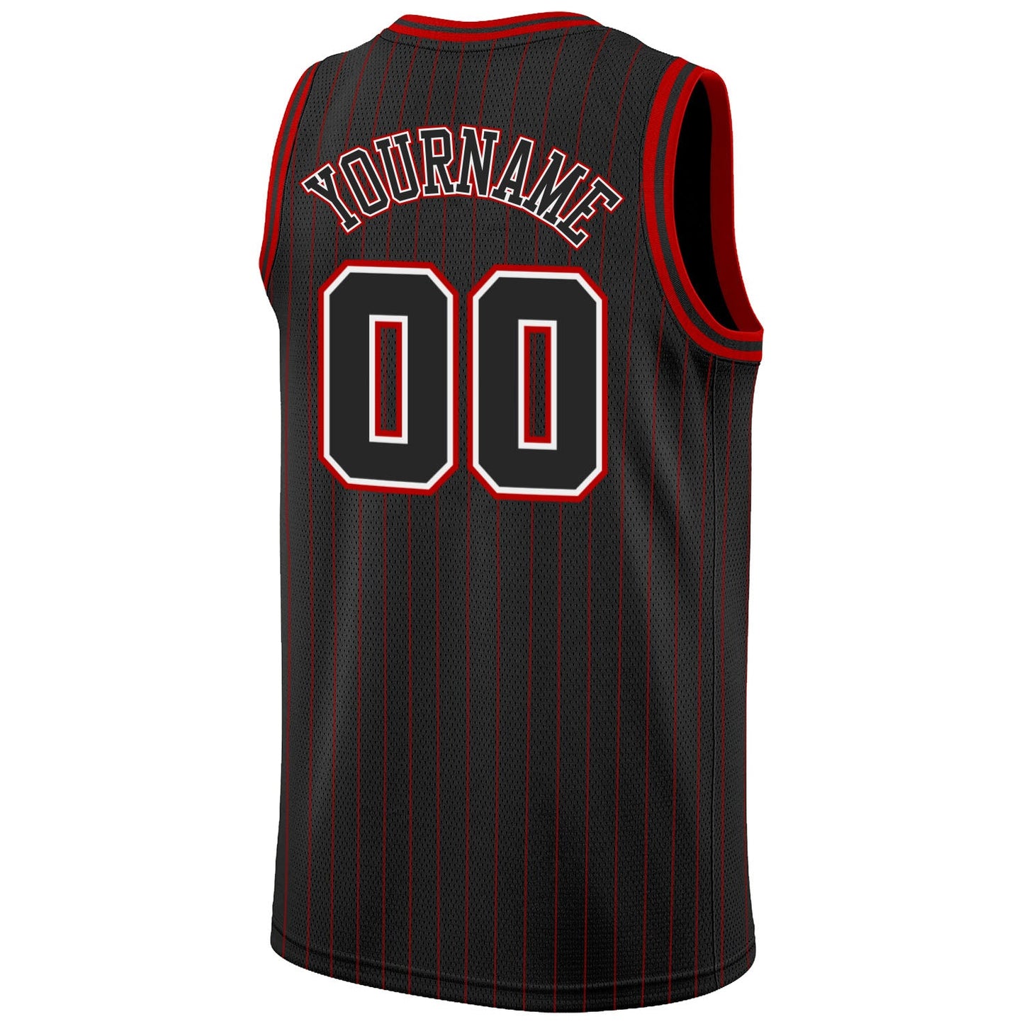 Custom Black Red Pinstripe Black-White Authentic Basketball Jersey - Sky-Custom