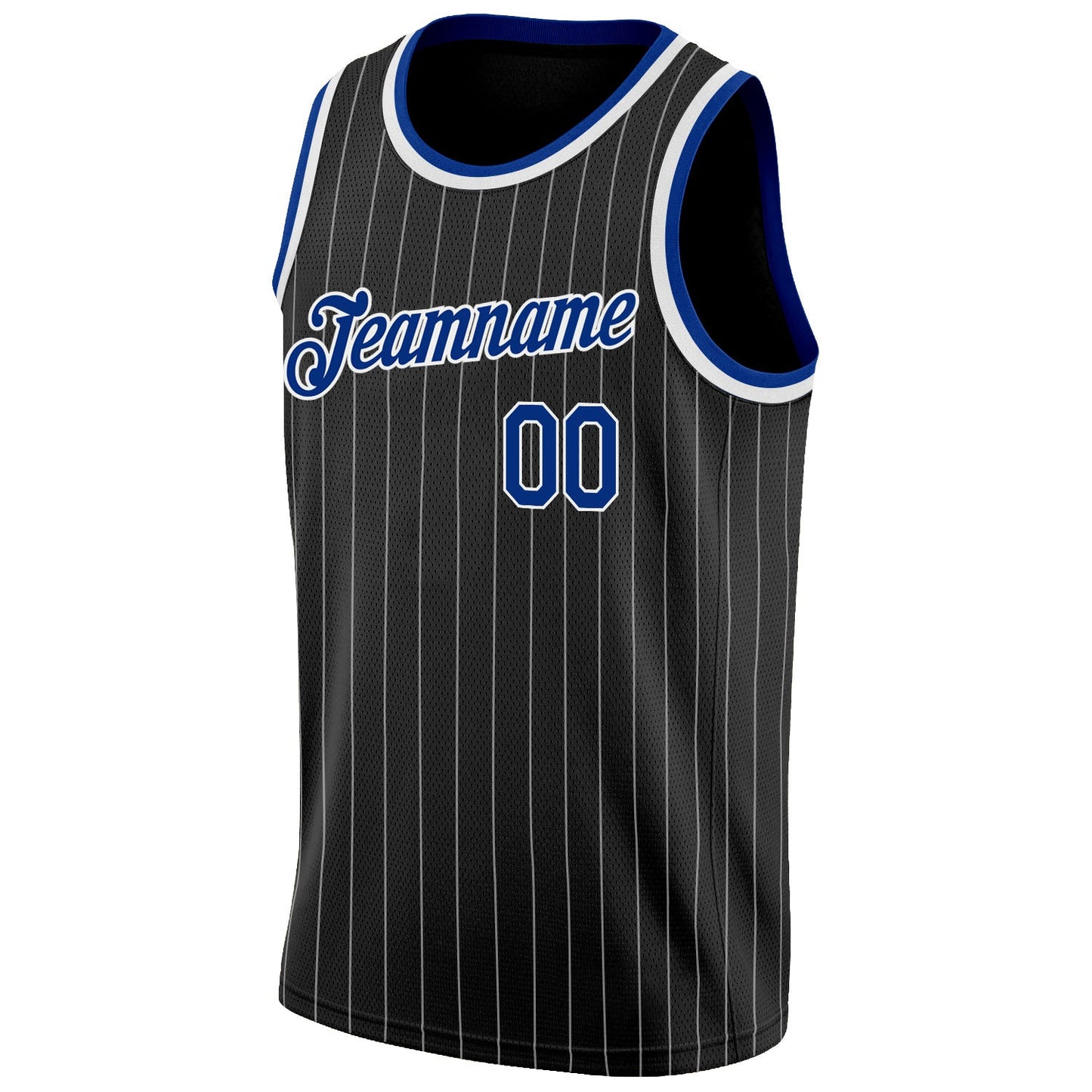 Custom Black White Pinstripe Royal-White Authentic Basketball Jersey - Sky-Custom