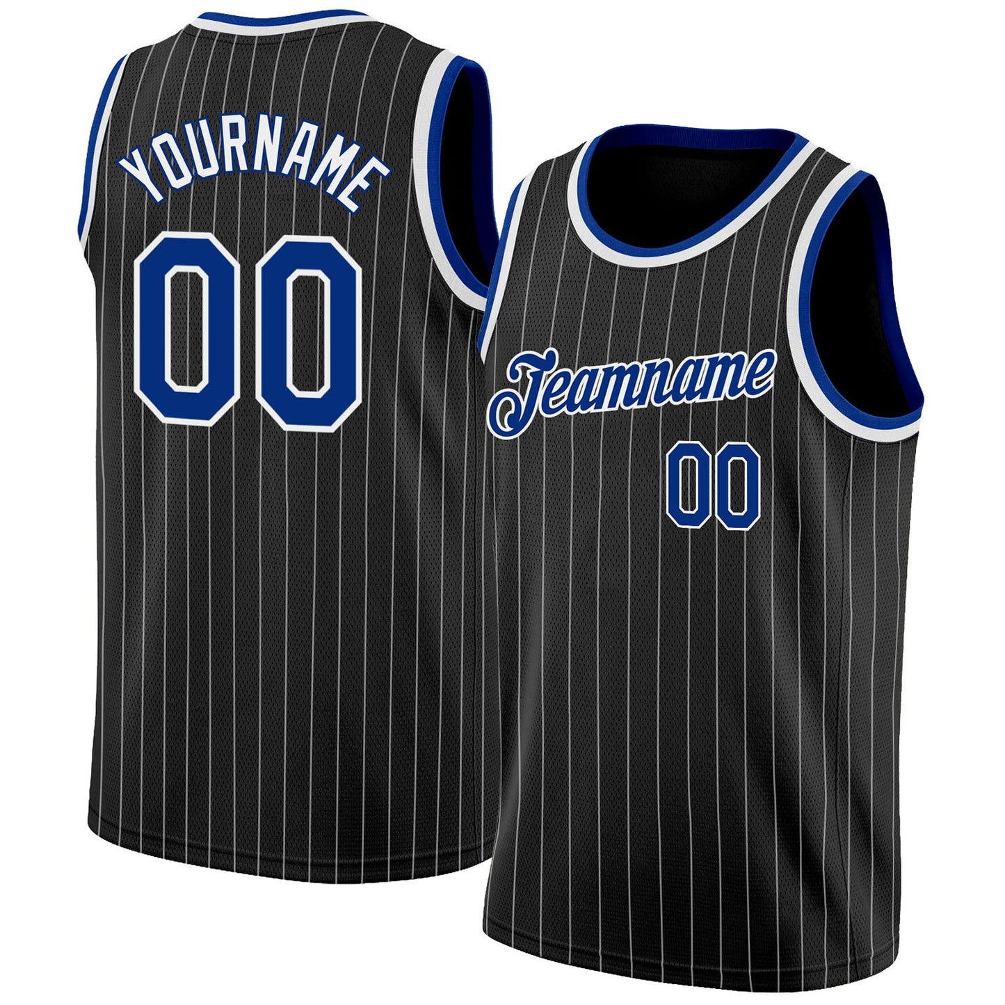 Custom Black White Pinstripe Royal-White Authentic Basketball Jersey - Sky-Custom