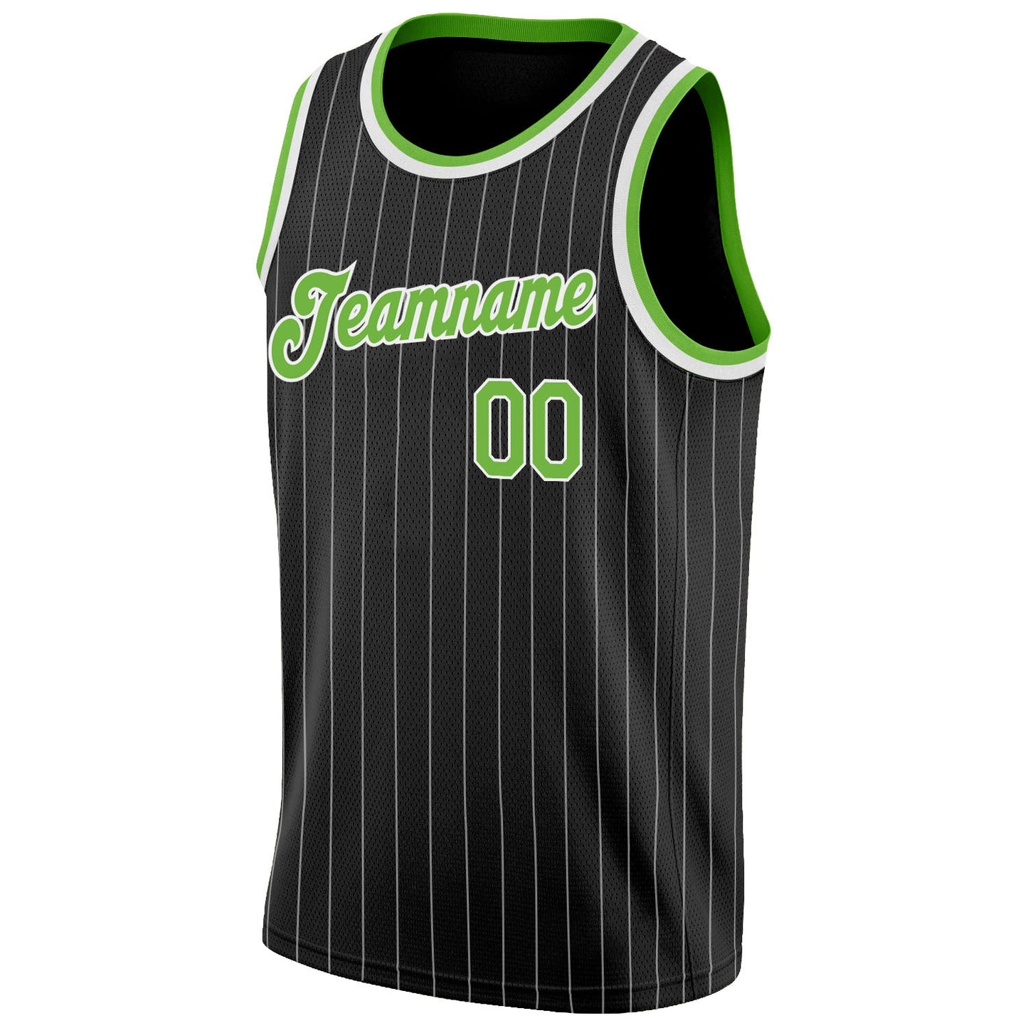 Custom Black White Pinstripe Neon Green-White Authentic Basketball Jersey - Sky-Custom