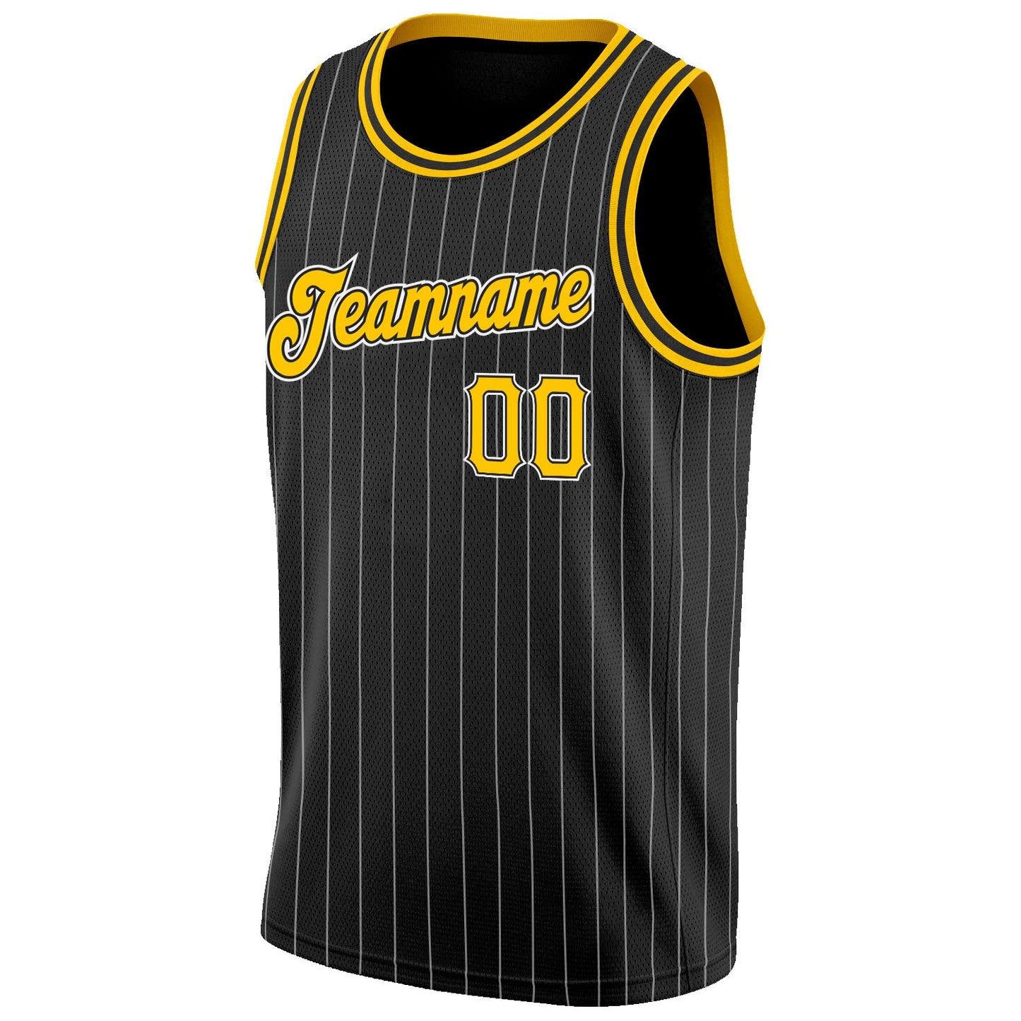 Custom Black White Pinstripe Gold-White Authentic Basketball Jersey - Sky-Custom